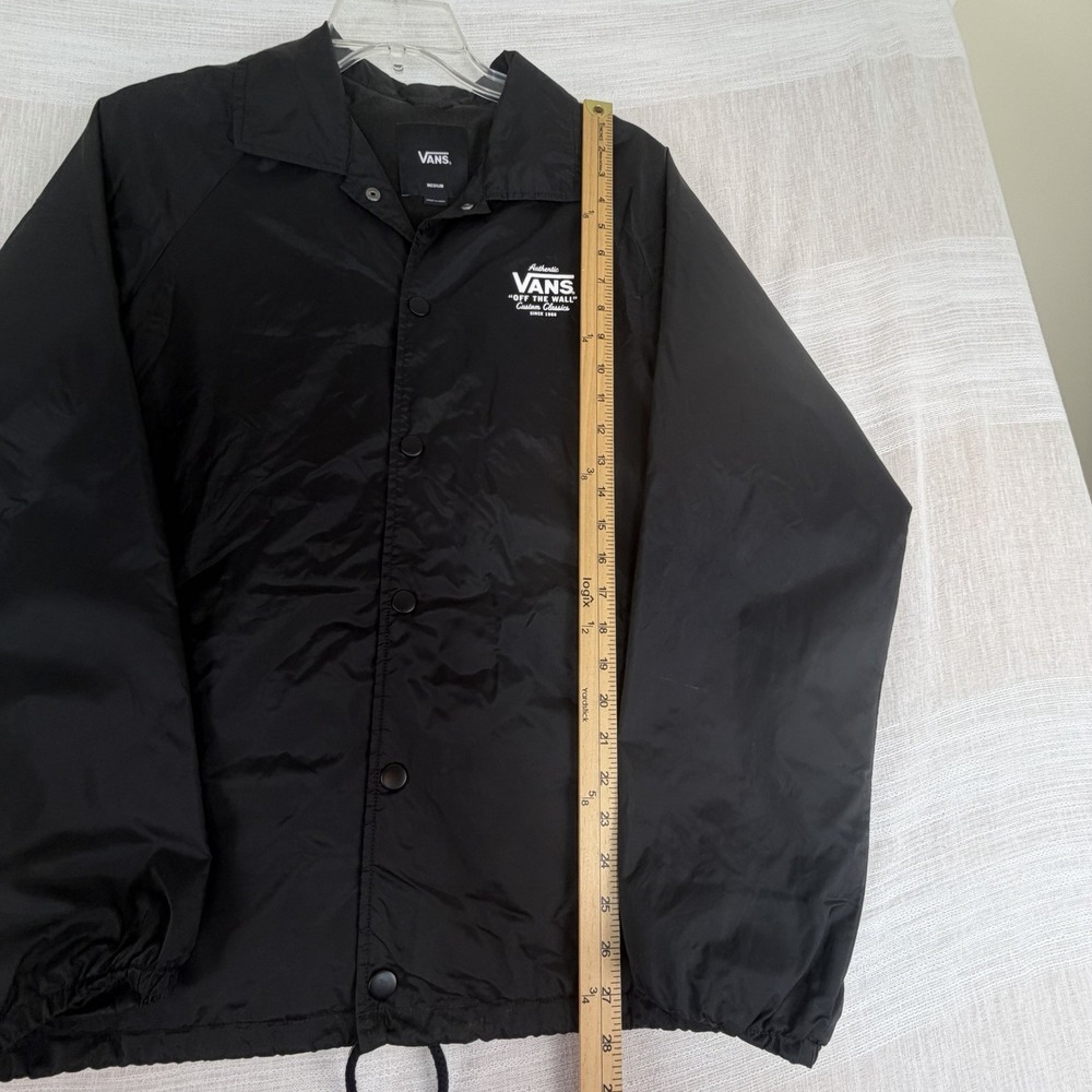 Vans Torrey Coaches Men's Windbreaker Sz Medium M Black Snap Up Jacket - Picture 5 of 6